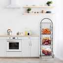 Sorbus 3-Tier Wire Market Basket Storage for Fruit, Vegetables, Toiletries, Household Items, Stylish Tiered Serving Stand for Kitchen, Bathroom Organization, Black