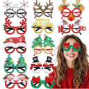 12Pcs Christmas Glasses Glitter Party Decorations Glasses Frames Cute Christmas Photo Props