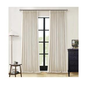 Cream Beige Linen Blackout Curtains Pinch Pleated 102 Inches Long for Bedroom Memory Shape Back Tab Flax Linen Curtains Blackout Farmhouse Full Light Blocking Thermal Insulated Drapes 2 Panels Set