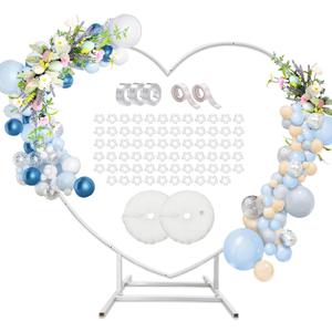 Heart Shaped Metal Balloon Arch Kit,7.8ft Wedding Heart Arch Backdrop Stand,with Water Bag for Proposal, Wedding, Valentines Day, Bridal, Birthday Party Decorations (White-Regular-L)