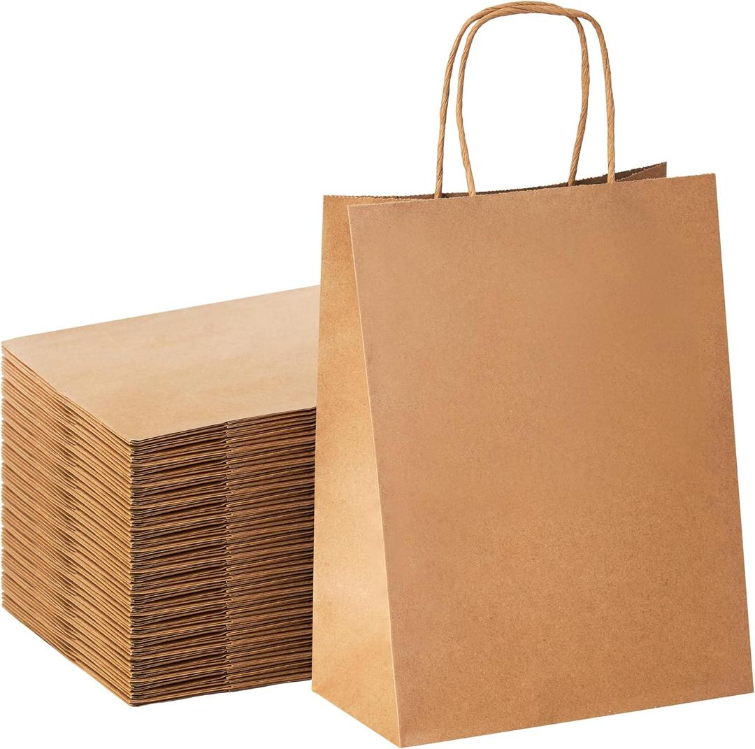 YEEHAW Brown Paper Bags with Handles Bulk 8"x4.5"x10.8" 100Pcs Gift Kraft Bags Medium Size, Brown Craft with Handles, Gifts Bag Bulk, Suitable for Retail, Party, Shopping, Merchandise YEEHAW Brown Paper Bags with Handles Bulk 8"x4.5"x10.8" 100Pcs Gift Kraft Bags Medium Size, Brown Craft with Handles, Gifts Bag Bulk, Suitable for Retail, Party, Shopping, Merchandise
