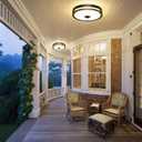 24W LED Motion Sensor Outdoor Ceiling Light, 12IN 2700K/3000K/3500K/4000K/5000K Adjustable Ceiling Lights, Dusk to Dawn Flush Mount LED Ceiling Light Fixture for Porch, Entryway, 2 Pack