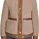 Andrew Marc Women's Classic Aviator Style Cozy Mixed Media Faux Sherpa Jacket, Size: Large