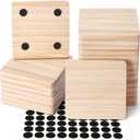24 Pieces Unfinished Wood Coasters, GOH DODD 4 Inch Wooden Slices Blanks Bulk Set with Soft Foot Pads for Drinks Crafts Laser Engraving Wood Burning Staining Drawing Painting Decoupage Wedding, Square