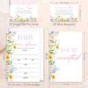 Floral Baby Shower Invitations, Baby Shower Invites, Butterfly Gender Reveal Party Invitations, Diaper Raffle Tickets & Book Request Card, 25 Set With Envelopes- BSinvite 08