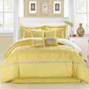 Chic Home Yellow Bed in a Bag Comforter Set, Queen Size (8 Piece), Vermont - Pinch Pleat Microfiber Bedding - Comforter, Shams, Bed Skirt, Cushions and Breakfast Pillow