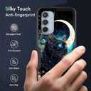 for Galaxy S25 FE Case,Dual Layer Hybrid Heavy Duty Rugged Shockproof Hard PC +Soft Silicone Protective Case for Samsung Galaxy S25 FE 6.7" 2025,Black Cat Floral Moon