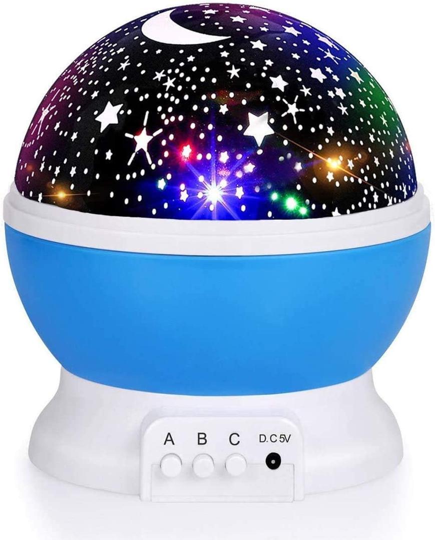 Night Light for Kids, Kids Night Light Nebula 360 Degree Rotation - 4 LED Bulbs 12 Light Color Star Projector Changing with USB Cable, Romantic Gifts for Men Women Children (Blue)