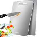 2 Pack Titanium Cutting Board, 100% Pure Titanium Cutting Boards For Kitchen, Non-Slip Chopping Board, Dishwasher Safe, Easy to Clean, Durable & Hygienic for Meat, Vegetables, Fruits (13 * 9)