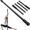 Yoga Stick 5ft Adjustable Stretching Stick, Versatile Exercise Stick Non-Slip Ends and Sponge Handles for Fitness, Flexibility and Balance, Posture Correction - Black