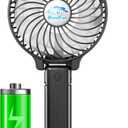HandFan Portable Fans Battery Operated Handheld Fan Rechargeable with Anti Automatic Working Button & Built-in Bracket USB Desk Fan Foldable (Black) (2000mAh)