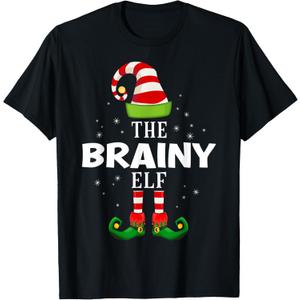 The Brainy Elf Christmas PJS Matching Pajama T-Shirt, L
