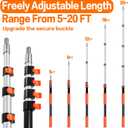 26FT High Reach Duster Cleaning Kit with 5-20 FTExtension Pole, High Ceiling Fan Cleaner Duster Tool for Fan Blades, Extendable Reusable Cobweb, Feather, Window Cleaning Squeegee Kit(20FT)