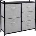 Amazon Basics Closet Organizer with 5-Fabric Storage Drawers for Bedroom, Living Room, Black