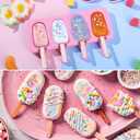 Ouddy Life Popsicle Molds Set of 2, Ice Pop Molds Silicone 4 Cavities Ice Cream Mold Oval Cake Pop Mold with 50 Wooden Sticks for DIY Popsicle, Pink