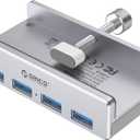 ORICO USB 3.0 Hub, USB Hub Clamp, Aluminum 4-Port USB Splitter with 4.92 FT USB Data Cable, Desktop Powered USB Hub for Monitors/Desks-Silver (Without Power Adapter) (MH4PU-SV)