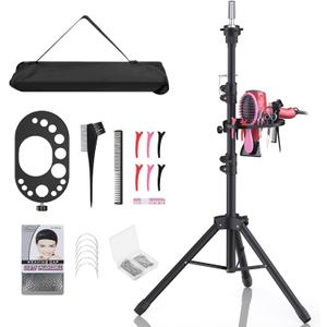 Relx Wig Stand Tripod - Adjustable Wig Head Stand with Tool Tray- Double Locking Mannequin Head Stand for Hairdressing Training(Mannequin Head Not Included)
