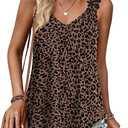 Sipaya Tank Tops for Women Spring Fashion Sleeveless V Neck Lace Tops Flower Flowy Summer Outfits Beach Vacation Clothes (Brown, XXXL)