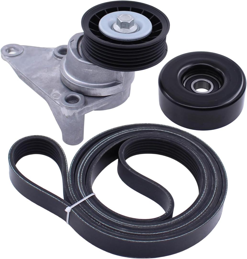 MOTOKU Drive Belt Tensioner and Serpentine Belt Idler Pulley kit for Chevy Avalanche Suburban Express Silverado 1500 2500 3500 Tahoe Trailblazer GMC Sierra Savana Envoy Yukon Escalade 4.8 5.3 6.0 V8