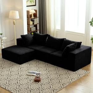Vamcheer Modular Sectional Sofa with Chaise, Modern L Shaped Cloud Couch with Deep Seat, Sectional Couches for Living Room, Bedroom, Office, No Assembly Required, Ink Black (108"x66.9"x22")