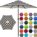 Blissun 7.5 ft Patio Umbrella, Yard Umbrella, Outdoor Market Umbrella with Push Button Tilt Crank, Black & Beige