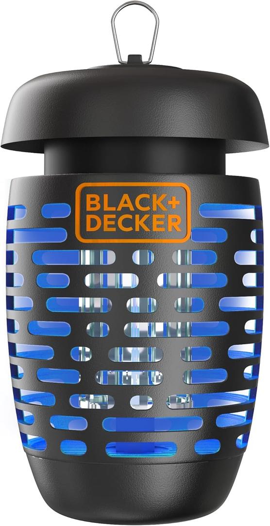 BLACK+DECKER Bug Zapper Electric Lantern with Insect Tray, Cleaning Brush, Light Bulb & Waterproof Design for Indoor & Outdoor Flies, Gnats & Mosquitoes Up to 625 Square Feet