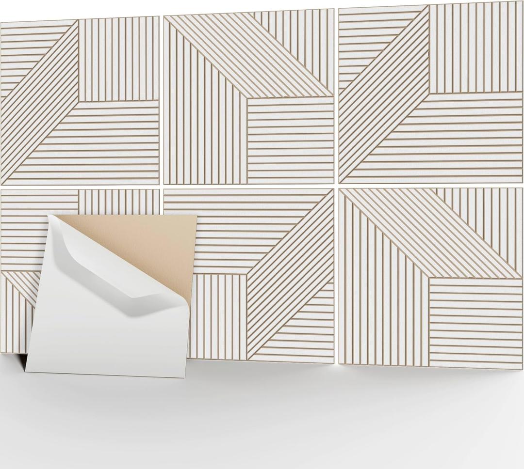 JaneTech Acoustic Wall Panels 23.62 x 23.62 Inch, 6 Pack Sound Absorbing Panels, Noise Reduction & Echo Control, Decorative Panels for Home Office Studio, Oat White