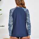 Halcurt Women's Full Zip Long Sleeve Rash Guard Swim Top with Pockets UPF50+ Quick Dry Swimsuit (M)