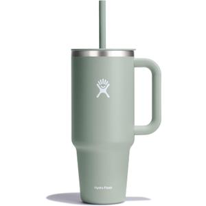 Hydro Flask Travel Tumbler with Handle, Lid and Straw - Insulated Stainless Steel in 40 Oz Agave