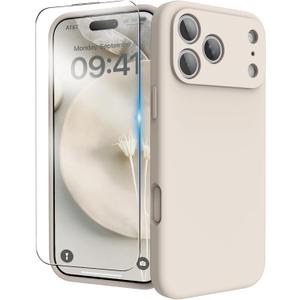 for iPhone 17 Pro Case, Liquid Silicone Cover with Camera Protection Anti-Scratch Soft Microfiber Lining Shockproof Protective Phone Case for iPhone 17 Pro 6.3", Stone