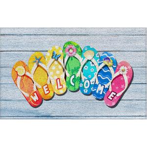 Summer Door Mat Outdoor Indoor Entrance, Slippers Summer Welcome Mat for Front Door 17x30
