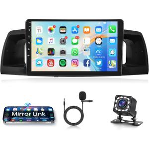 Car Radio for Toyota Corolla ex 2007-2012, Rimoody Car Stereo Android 13 GPS Navigation 9 Inch Touch Screen Mirror Link WiFi Bluetooth FM RDS SWC + Backup Camera