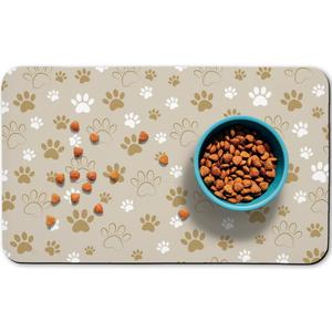 Dog Food Mat, Absorbent Water Bowl Mats Cat Pet Feeding Placemats Beige 12 * 20 inch