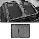 RT-TCZ Sunshade Mesh Top Cover Roof UV Sun Protection for Jeep Wrangler JLU & Gladiator JT 4 Door 2018-2025,Black