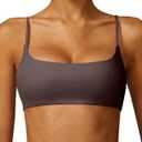 Comper Women's Sports Bra with Thin Straps Stretchy Wirefree Workout Bras Lightweight Workouts Bralette with Removable Pads (Black-L)
