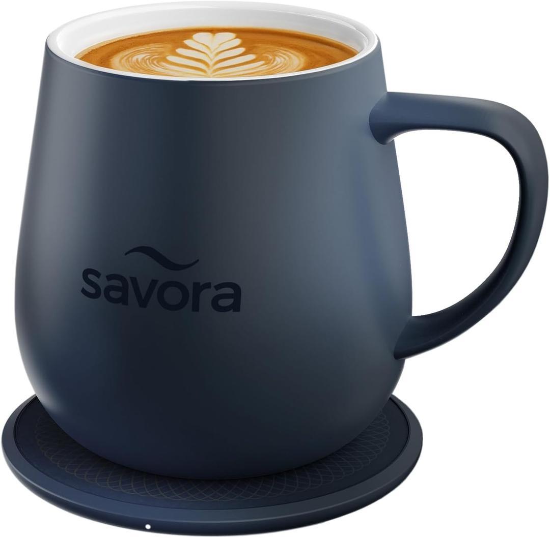 12oz IntelliHeat Coffee Mug | Baristas Choice | Exclusive Wireless SmartSense Pad | Maintains Perfect 135F | Hand-Crafted Ceramic Mug & Lid | for Tea Drinkers | Backed for Life - Blue