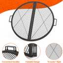 only fire X-Marks Fire Pit Cooking Grate, Foldable Round Grate for Outdoor Cooking, Heavy Duty Steel Campfire BBQ Grill Grid with Handle, Portable Camping Cookware, 30 inch
