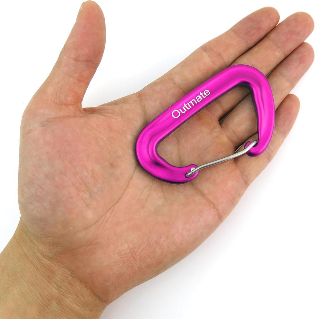 Outmate 12kN 8cm Heavy-Duty Carabiner Clips - Durable, Lightweight Aluminum Alloy Carabiners for Hiking, Camping, Keychains, Dog Leashes, Hammocks & More 2 Pack