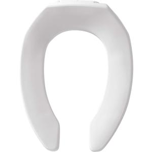 BEMIS 1955SSCT Commercial Open Front Plastic Toilet Seat, Heavy Duty Industrial No Slam Seat without Lid, Secure Installation, Made in USA, Elongated, White