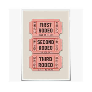 Funny Western Cowboy Wall Art Pink First Rodeo Ticket Stub Poster Trendy Cowgirl Canvas Print Vintage Funky Southwestern Wall Decor for Girls Dorm Apartment Aesthetic 8x12inch Unframed