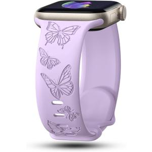 Butterfly Engraved Bands Compatible with Apple Watch Band, Size: 38/40/41/42mm(Series 10) Women, Silicone Sport Strap for iWatch