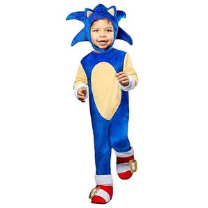 Rubies Sonic the Hedgehog Sonic Costume Jumpsuit in Blue With Booties and Headpiece For Toddlers, Small