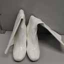 DREAM PAIRS Women's Gogo Boots Square Toe Chunky Wide Calf Knee High Boots For Women (8.5, White/Patent/Pu)