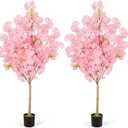 2 Pack 4Ft Tall Cherry Blossom Artificial Tree, Faux Sakura with Realistic Pink Silk Flowers and Plastic Pot for Living Room Bedroom Home House Entryway Office Indoor & Outdoor Plant Decoration