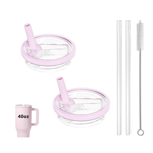 2 Pack 40 oz Tumbler Flip Straw Lid Replacement fit for HydroJug, Spill Proof Splash Resistant Tumbler Lids,Reusable Leak Proof Tumbler Cover for Cup Accessories (Pink)