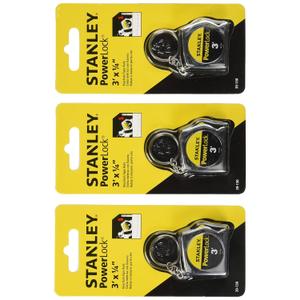 STANLEY Hand Tools 39-130 3' PowerLock Key Tape Rule - 3 Pack (Black)