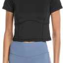 Sweaty Betty Women's All Day Active Short Sleeve Cropped Workout T-shirt (Black, L)