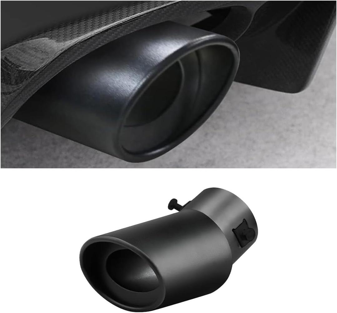 Stainless Steel Car Exhaust Tip, 2.5" Inlet 3.3" Outlet Adjustable Chrome-Plated Finish Exhaust Tailpipe, Car Exhaust Pipe Modification Tail Throat Tail Pipe, Fit for Most Cars (Bending, Black)