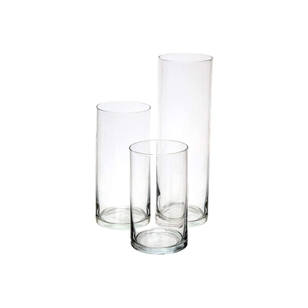 Cylinder Glass Vase (Set of 3, Clear)