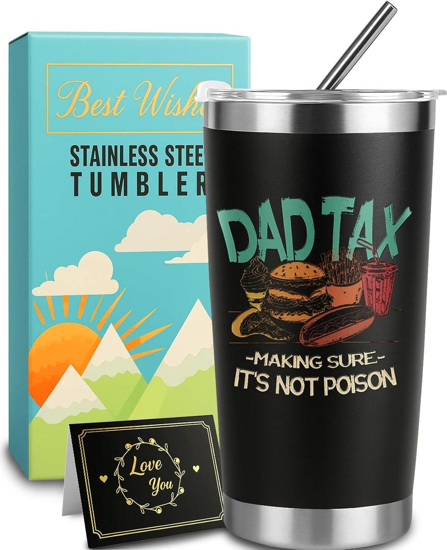 Father's Day Tumbler - Funny Father's Day Gifts from Daughter Kids Wife to Papa Husband, Cool Gifts for Dad Who Wants Nothing, 20Oz Best Dad Ever Stainless Steel Cup, Birthday Presents for Men
